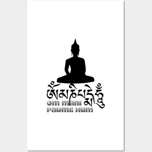 Tibetan Buddhist Mantra Om Mani Padme Hum with Buddha Posters and Art